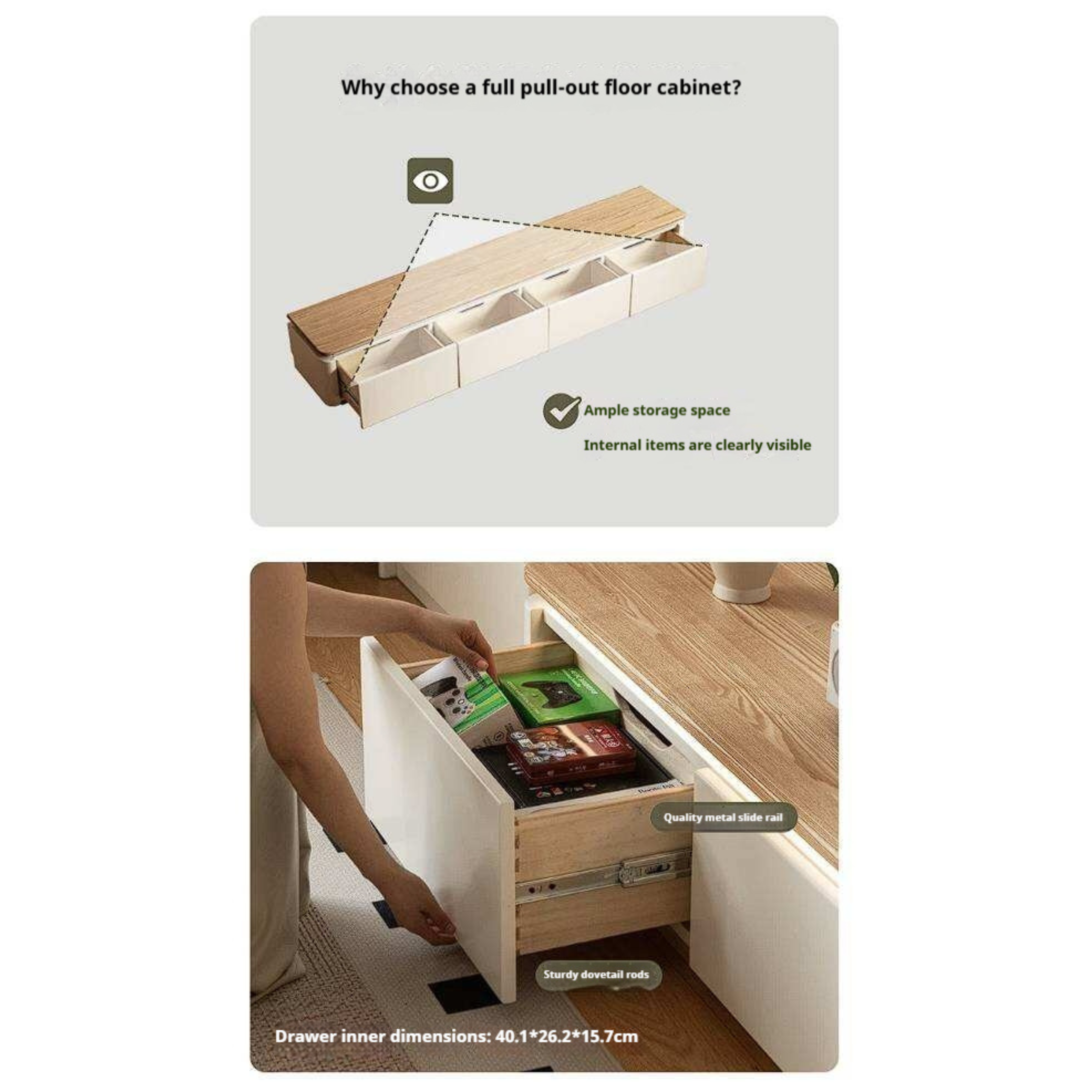 Ash Solid Wood TV Cabinet with Floor Standing Storage Design