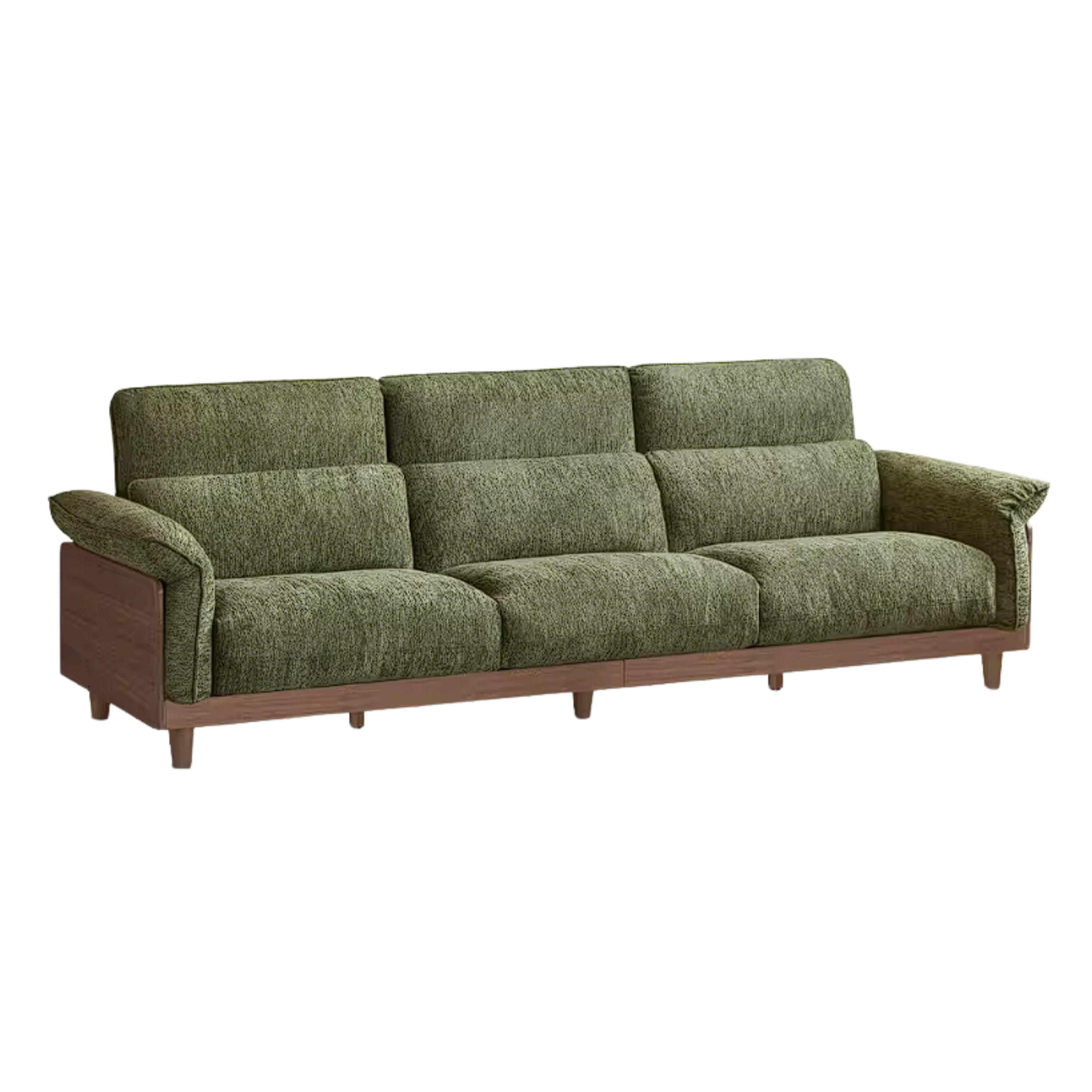 Black Walnut, Ash, Golden Sandalwood Solid Wood Genuine Top-Grain Leather, fabric High back Sofa