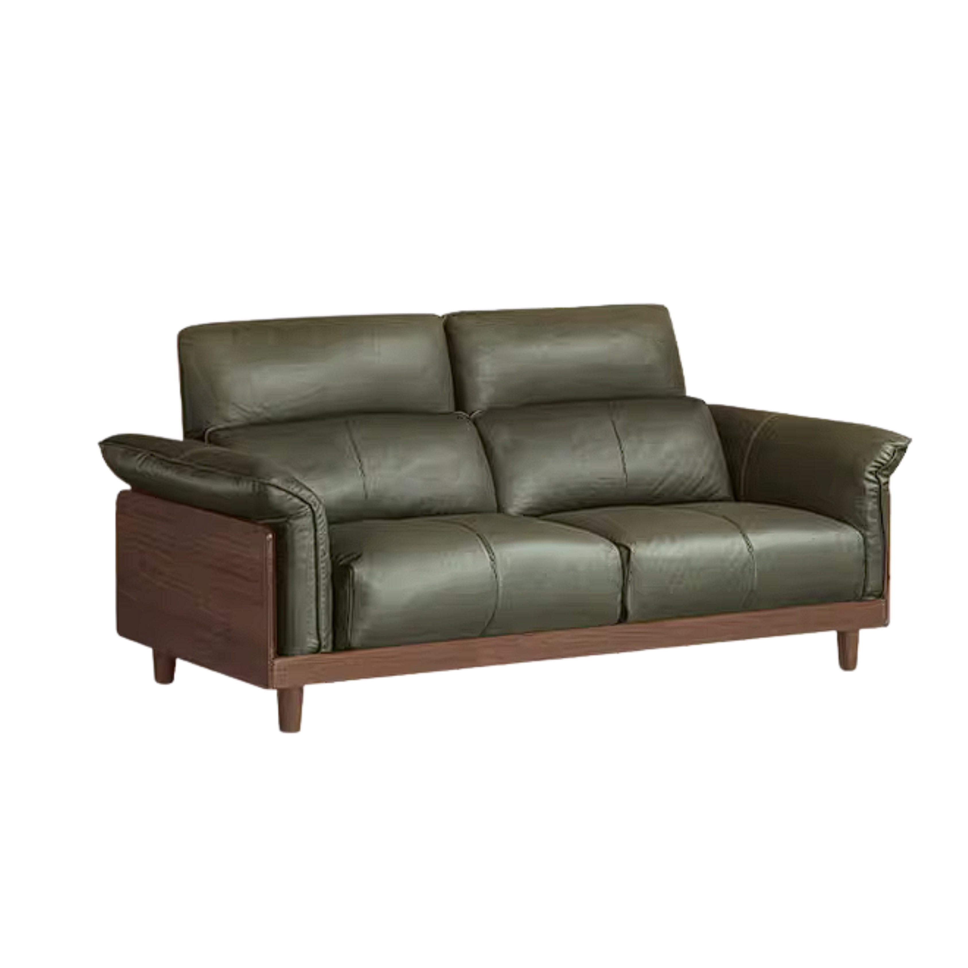 Black Walnut, Ash, Golden Sandalwood Solid Wood Genuine Top-Grain Leather, fabric High back Sofa