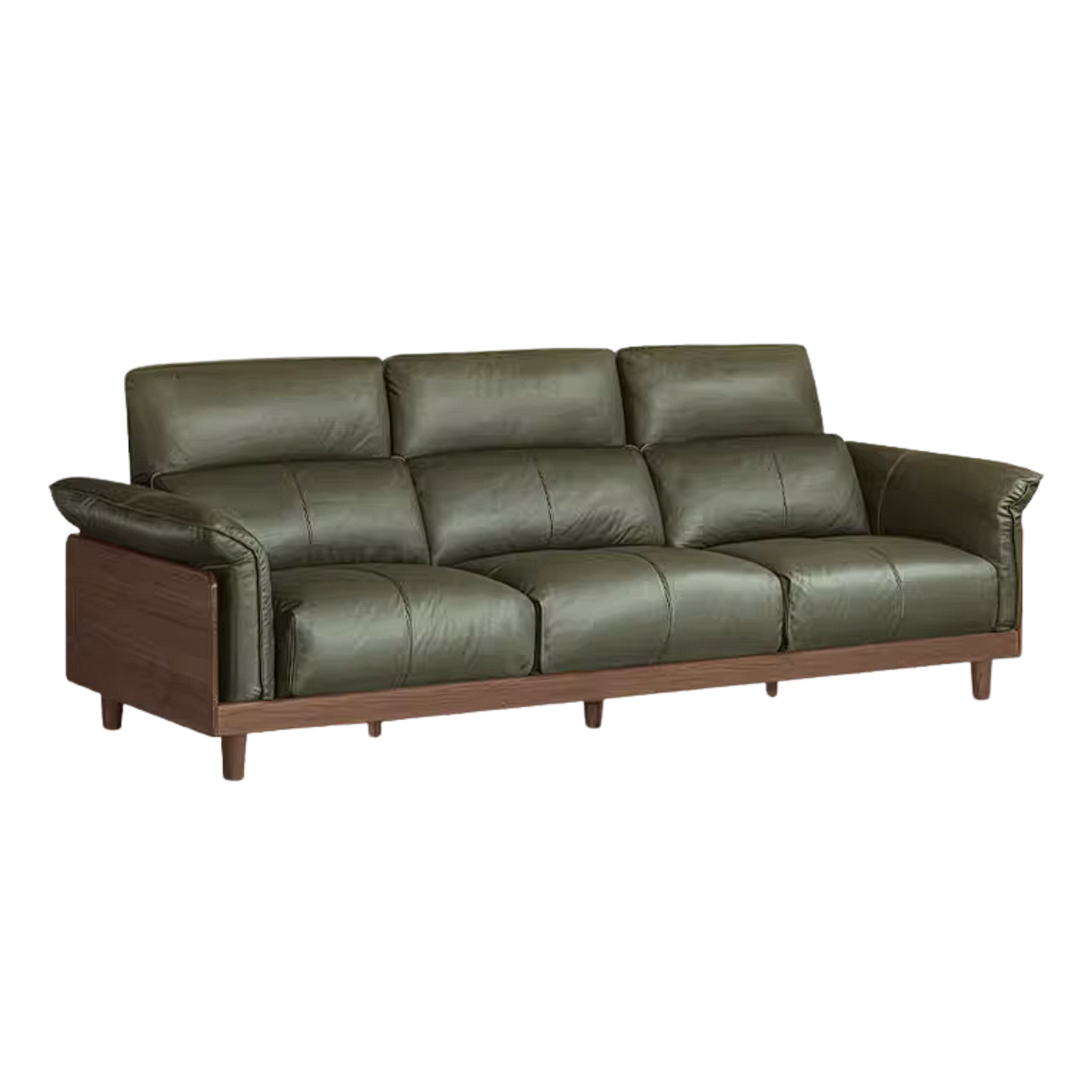 Black Walnut, Ash, Golden Sandalwood Solid Wood Genuine Top-Grain Leather, fabric High back Sofa