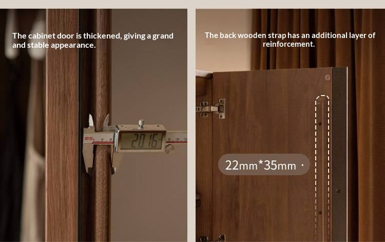 Black Walnut Solid Wood Wardrobe with Italian Light Luxury Style and Double Doors