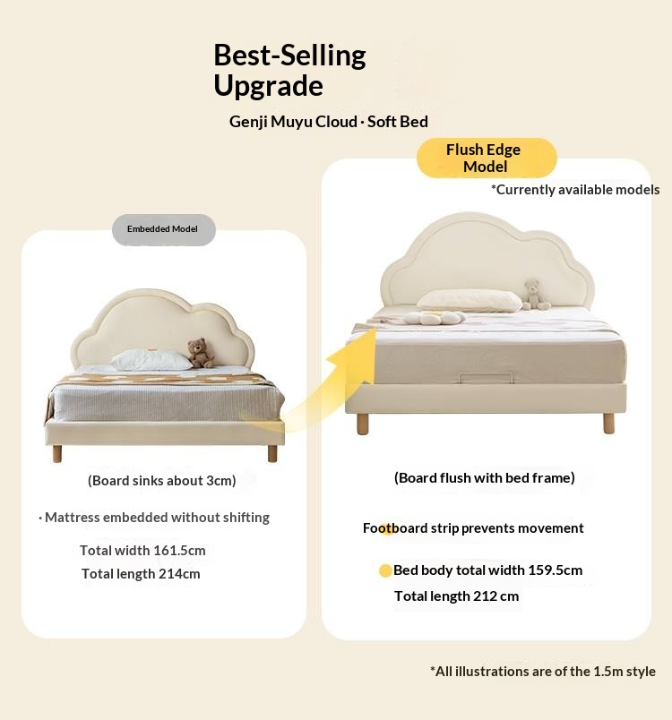 Сream style Organic Leather kid's Cloud Bed<