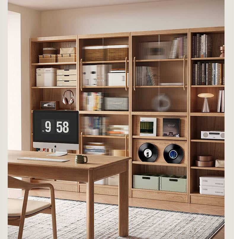 Ash, Oak, Cherry Solid Wood Bookshelf Integrated Wall-Mounted Minimalist