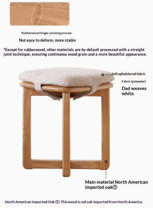 Oak Solid Wood, Rubberwood Solid Modern Simple Makeup Stool