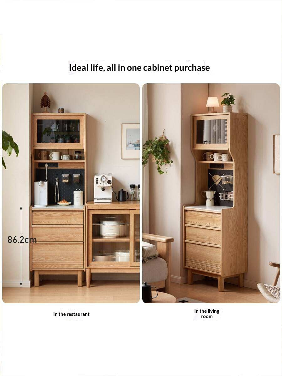 Oak Solid Wood Corner Sideboard with Simple Storage Cabinet