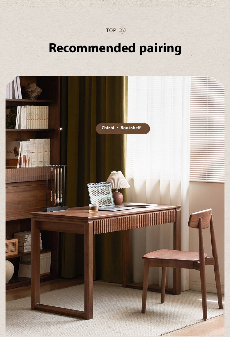 Black Walnut Solid Wood, Solid RubberWood Computer Desk