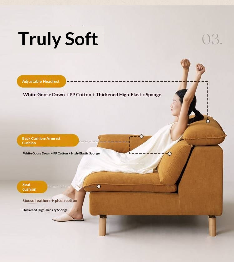 Deep Seat Sofa with Adjustable Headrest