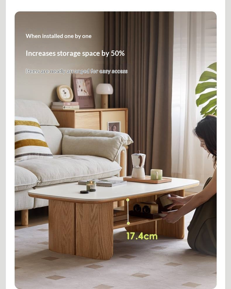 Oak Solid Wood Modern Slab Coffee Table