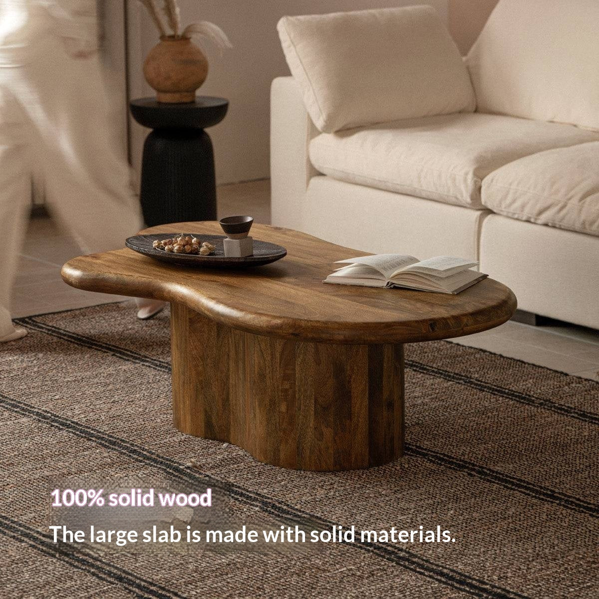 Mango Solid Wood Wabi Sabi Coffee Table with Irregular Cloud Design