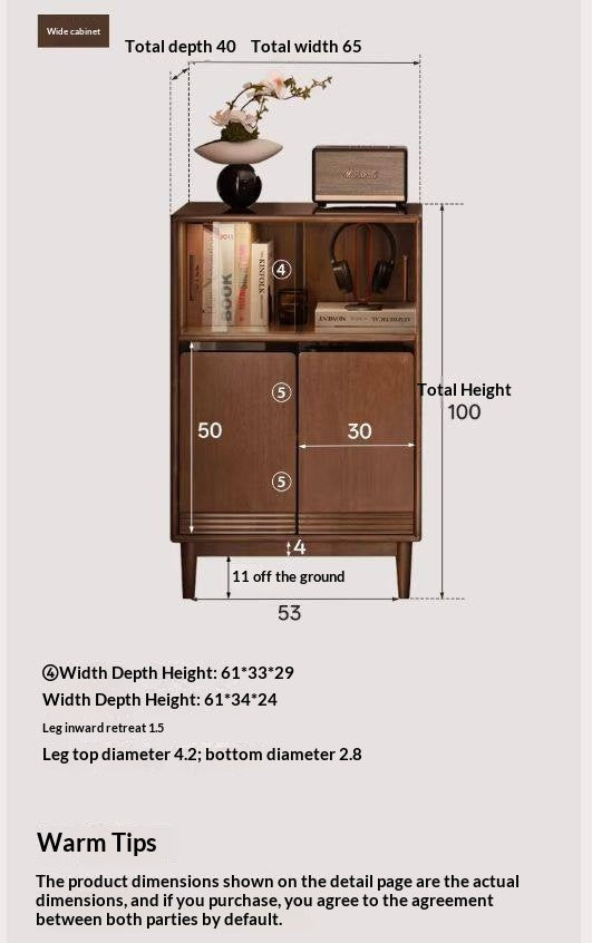 Solid Longan Hardwood Side Cabinet with Storage Space
