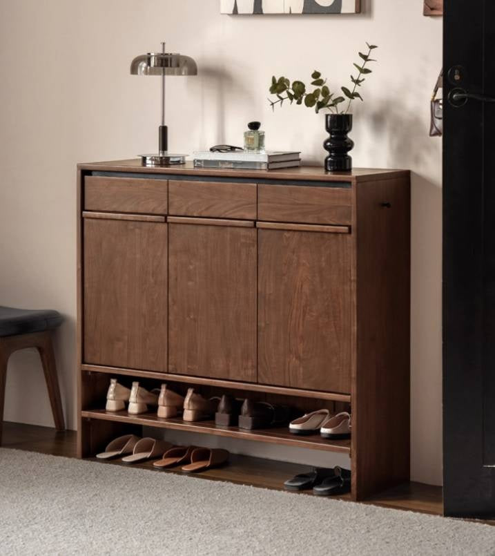 Black Walnut Solid Wood Italian Light Luxury Shoe Cabinet