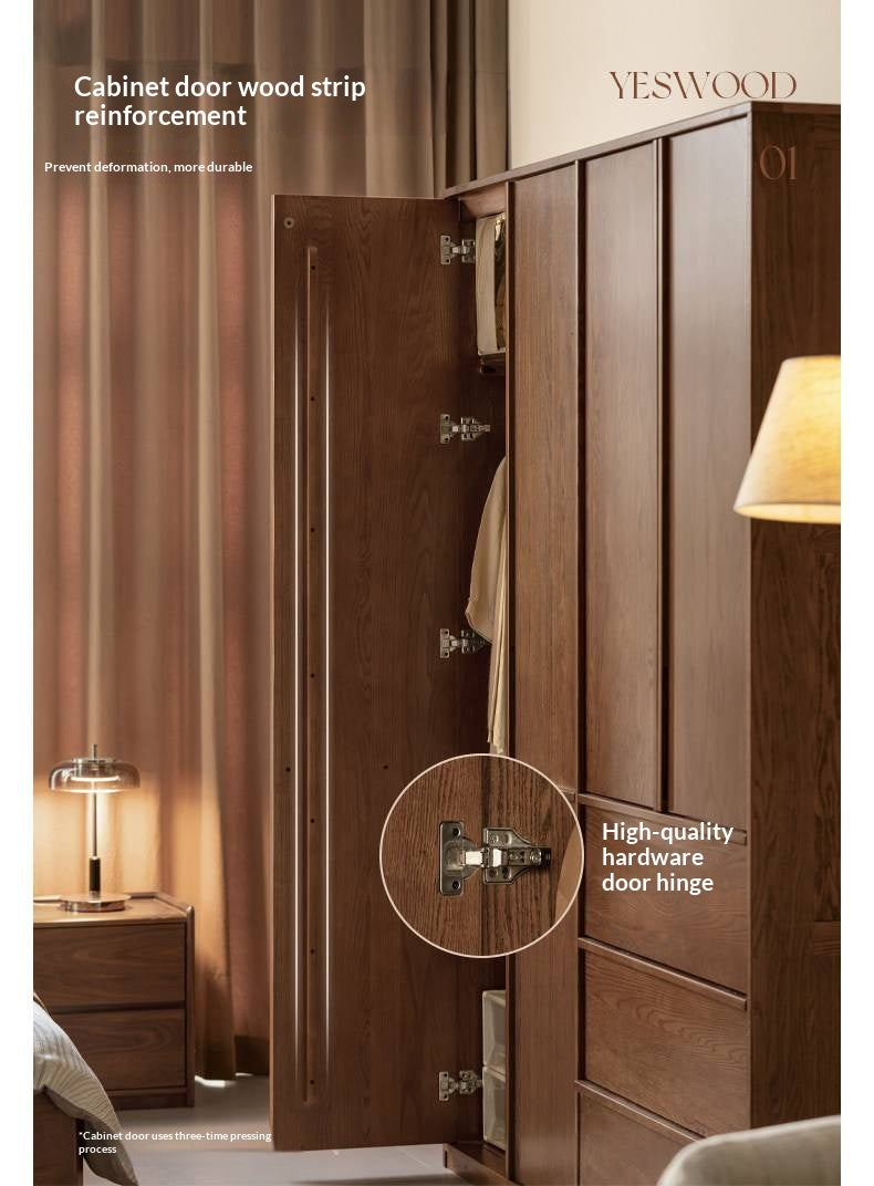 Oak Solid Wood Wardrobe with Modern Minimalist Design