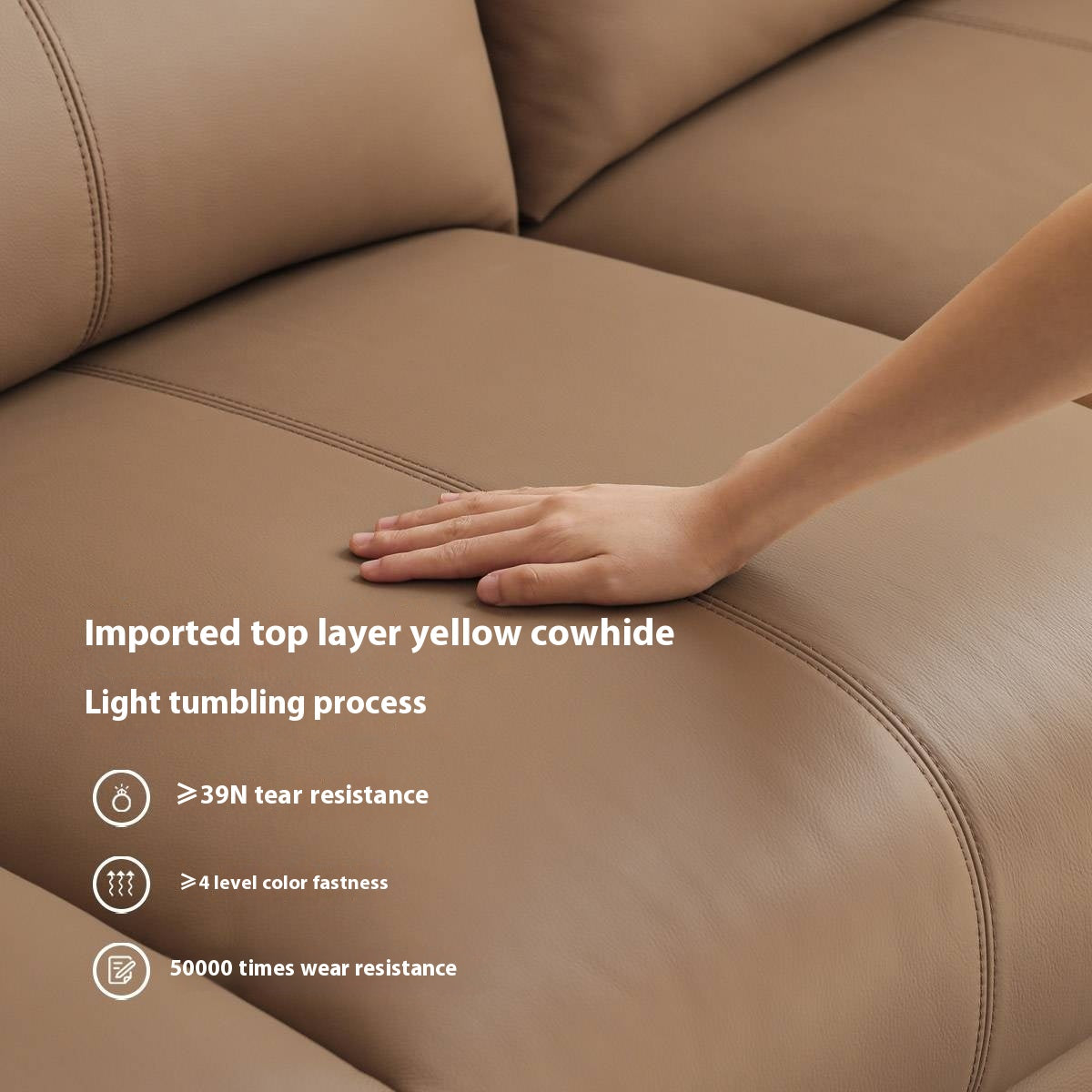 Genuine Leather High-Back Modern Sofa