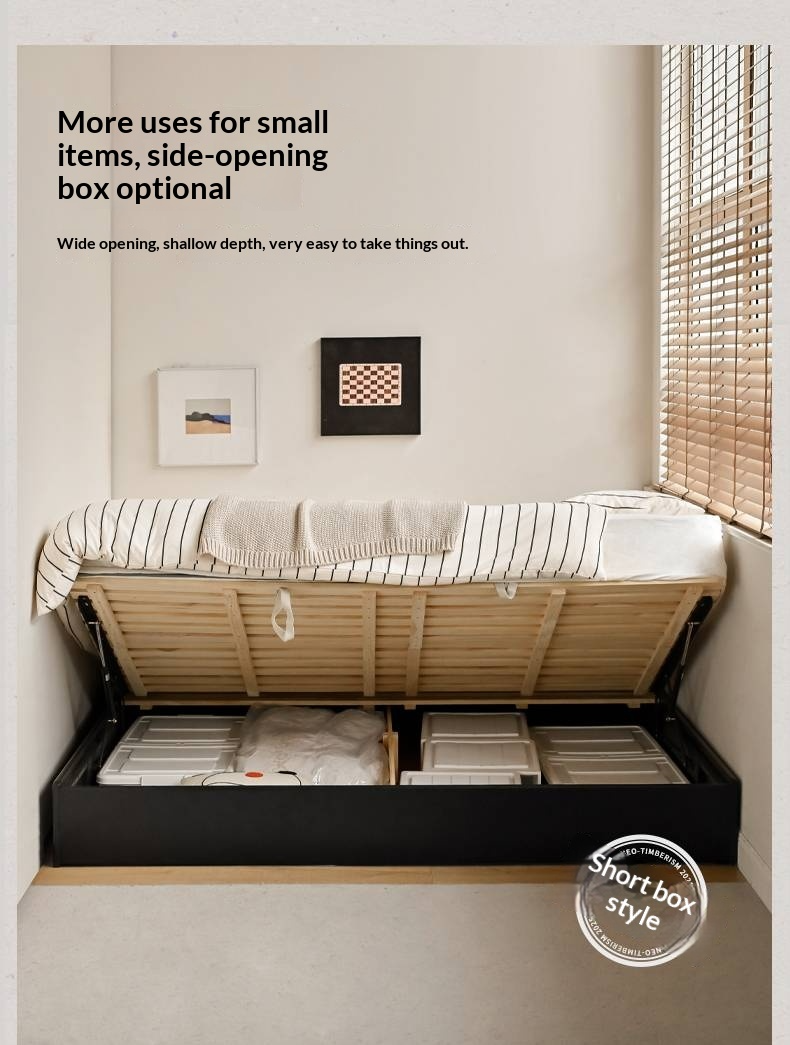 Rubberwood Solid Wood Platform Bed, Headboard-Free Box Bed, Modern Minimalist