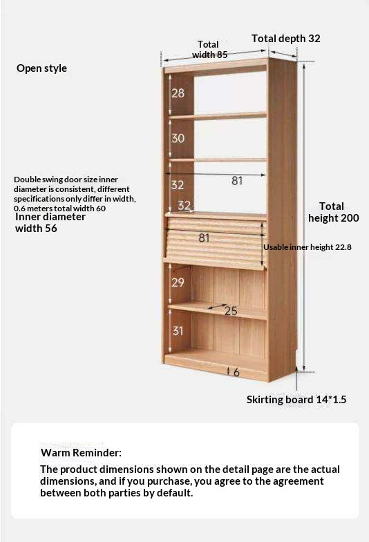 Oak, Beech Solid Wood Bookcase With Glass Door Floor-Standing Bookshelf Multi-Layer Storage Rack Free Combination Display Cabinet