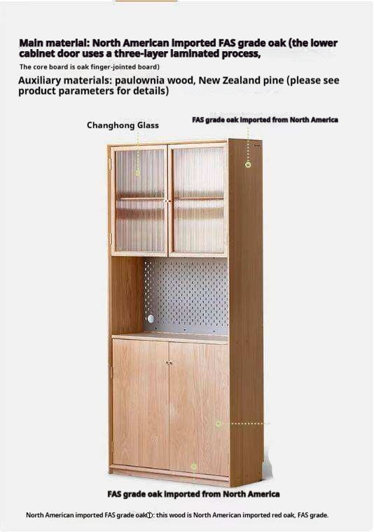 Oak Solid Wood Nordic Style Bookshelf with Floor Storage Cabinet