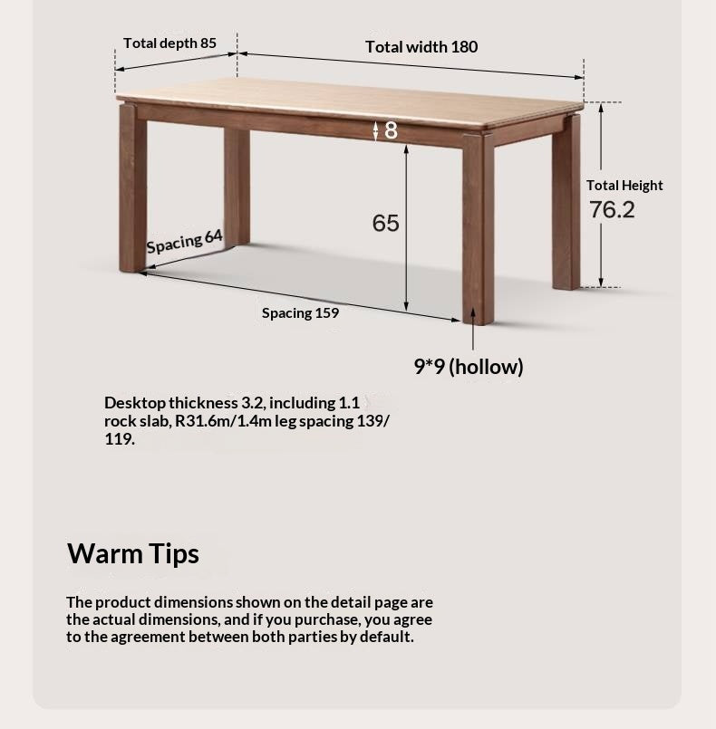 Black Walnut Solid Wood Vintage Travertine Slab Dining Table