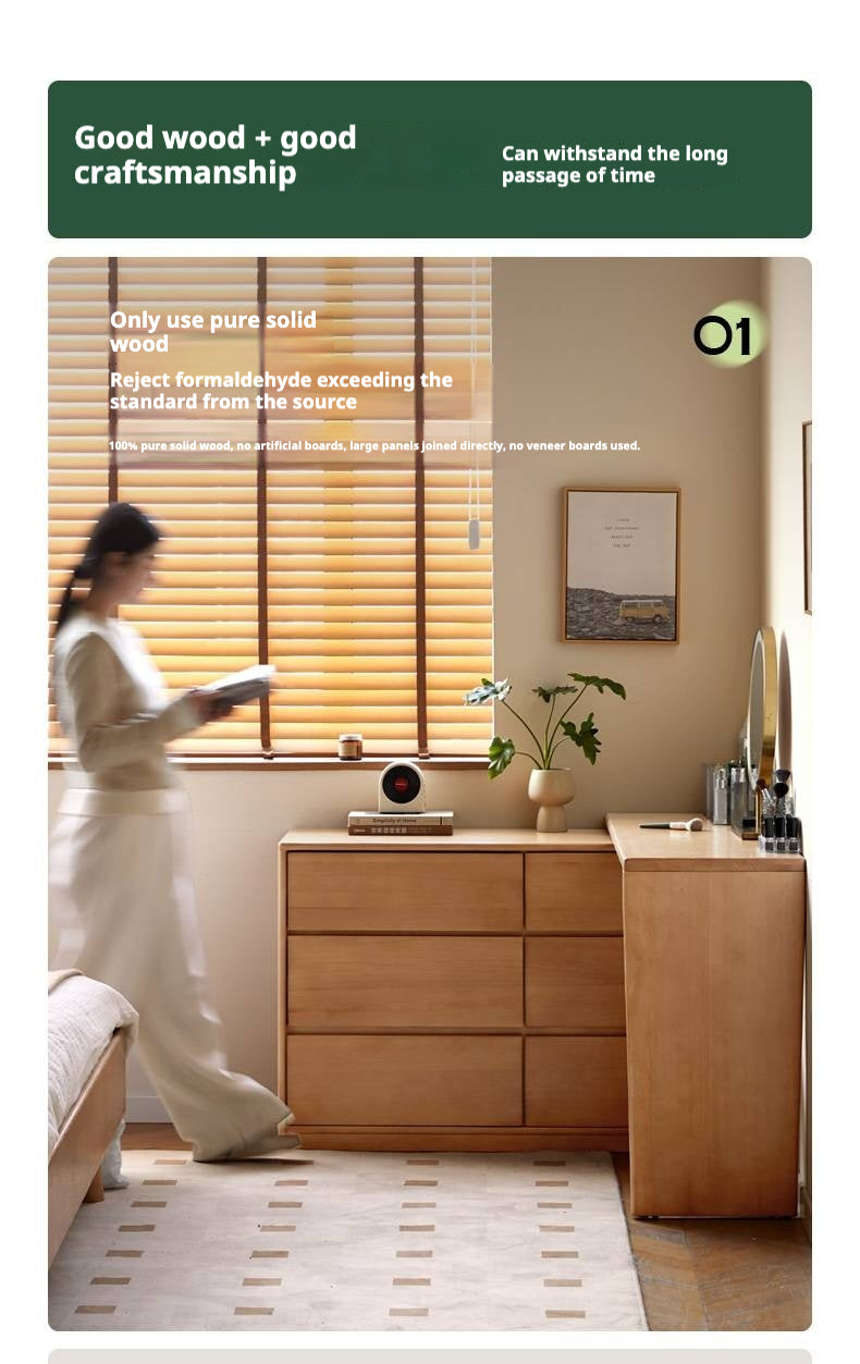 Poplar Solid Wood Modern Minimalist Rotatable Dressing Table