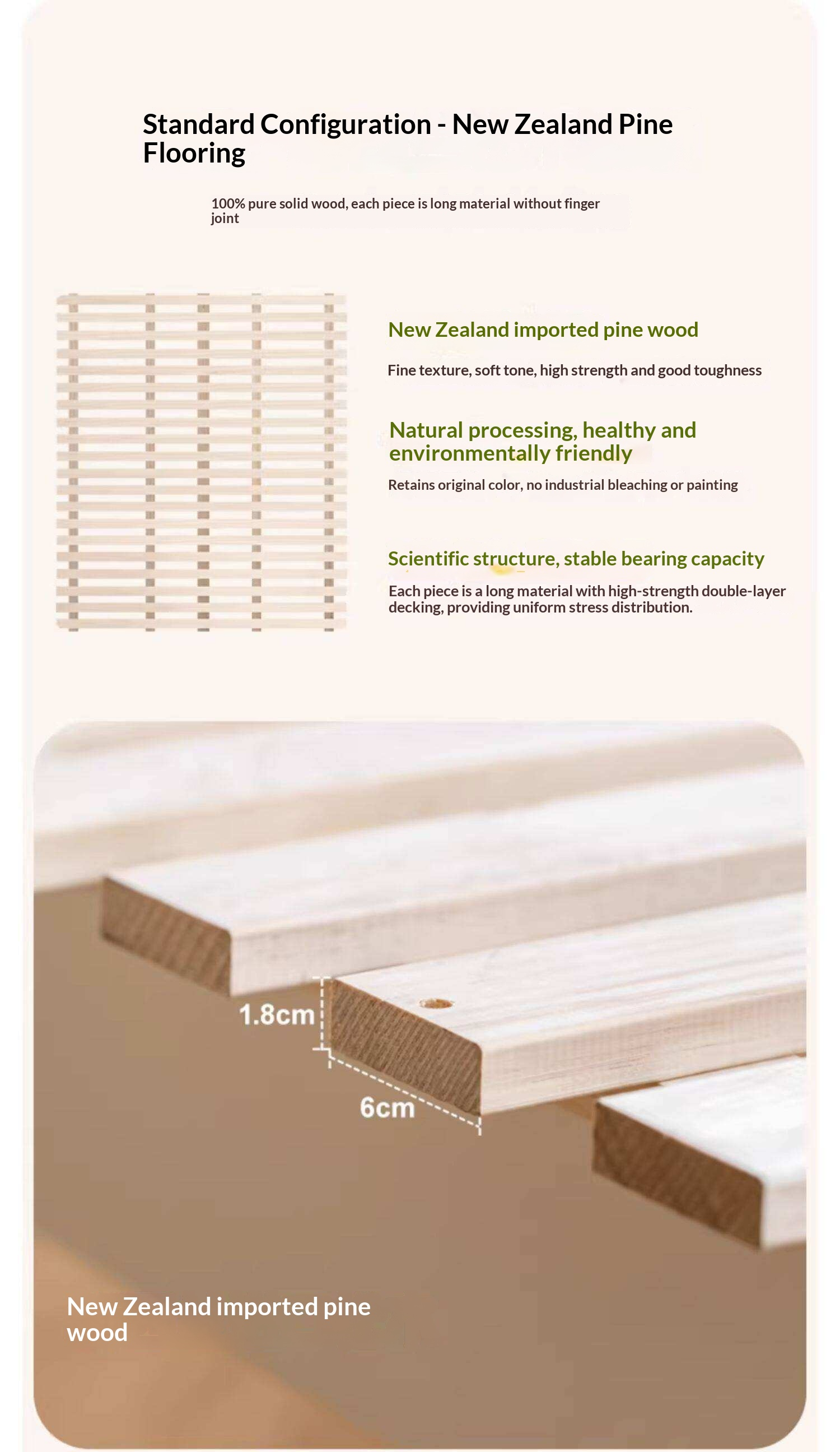 Rubberwood Solid Wood Children's Modern Bed