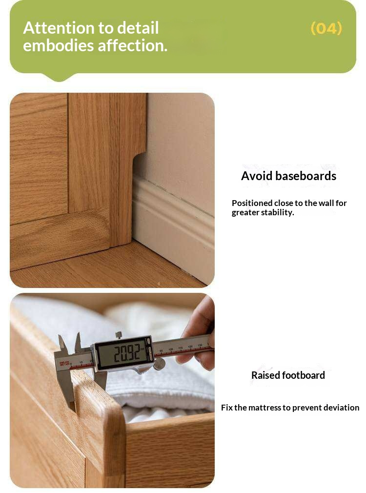 Oak, Rubberwood Solid Wood Storage Bed with Adjustable Height and Gas Lift