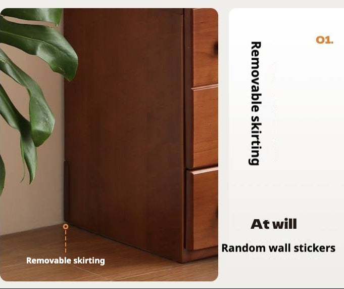 Poplar, Rubber Solid Wood Retro Style Side Cabinets.