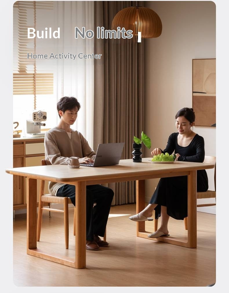 Cherry Solid Wood Retro Rock Board Dining Table