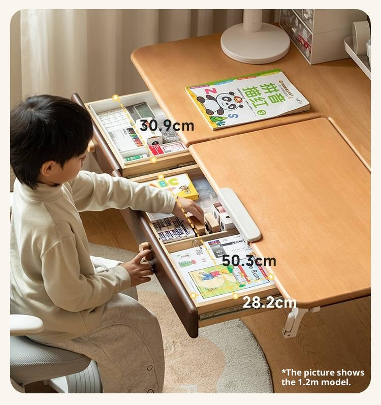 Beech Solid Wood Adjustable Height-Adjustable Study Desk