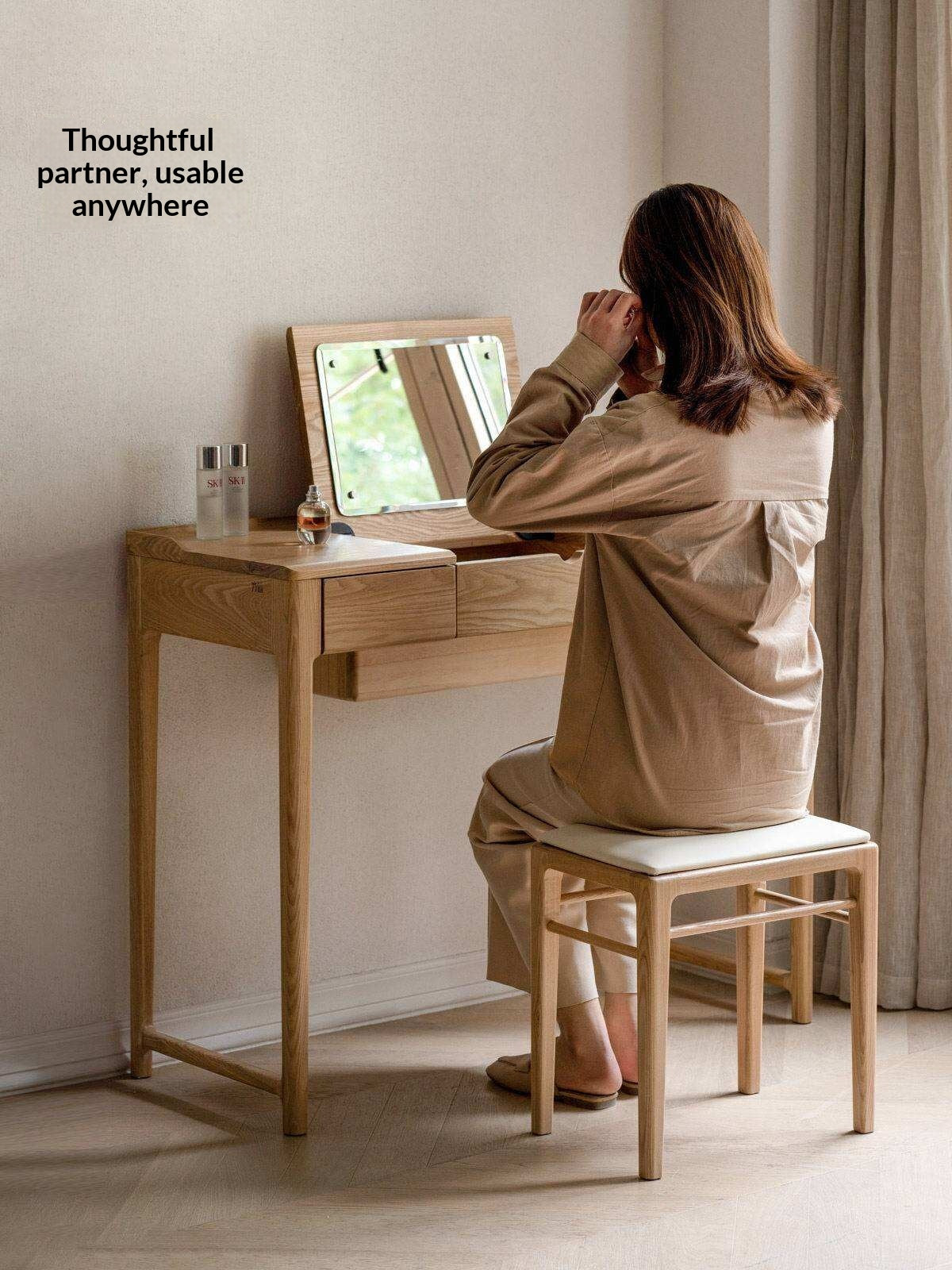 ASh Solid Wood Makeup Stool