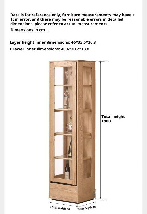 Ash Solid Wood Modern Glass Bookcase