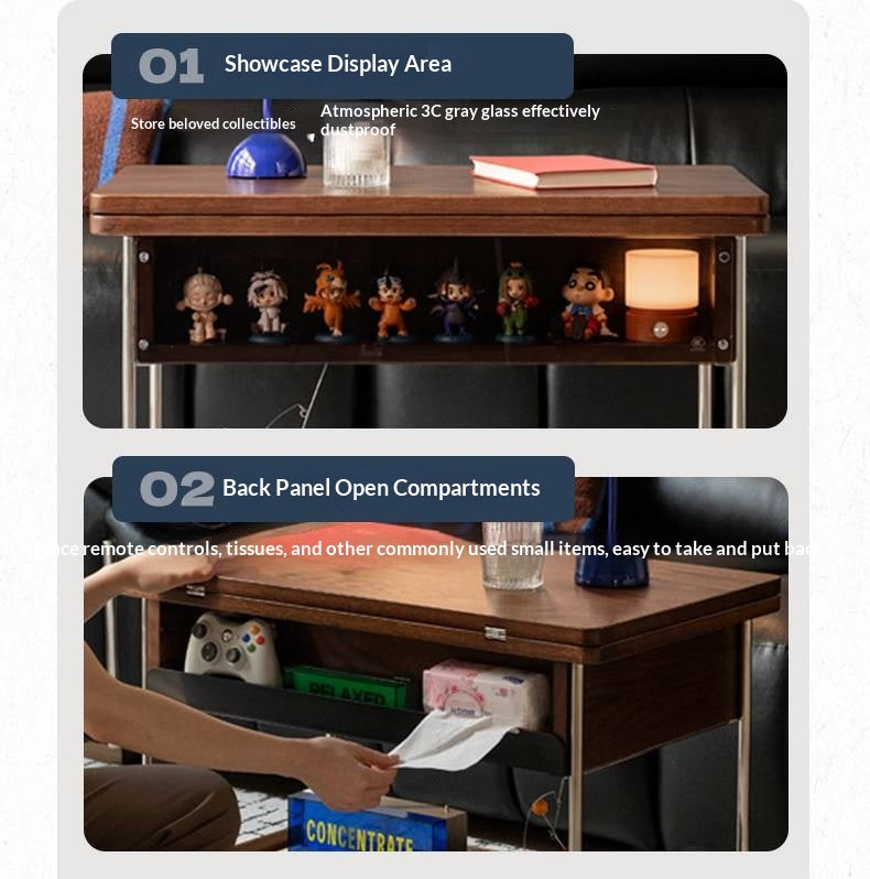 Oak Solid Wood Folding Coffee Table with Minimalist Design