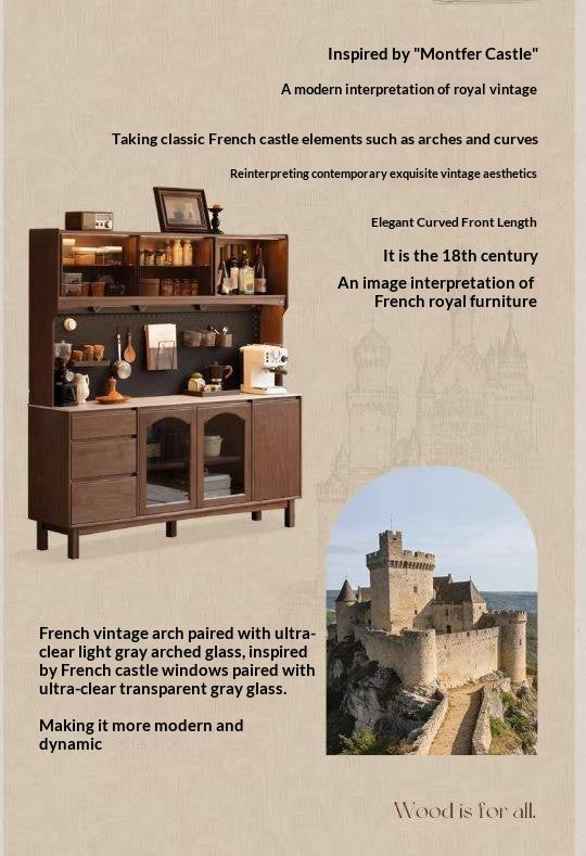 Black Walnut Solid Wood Retro Buffet Cabinet, Sideboard