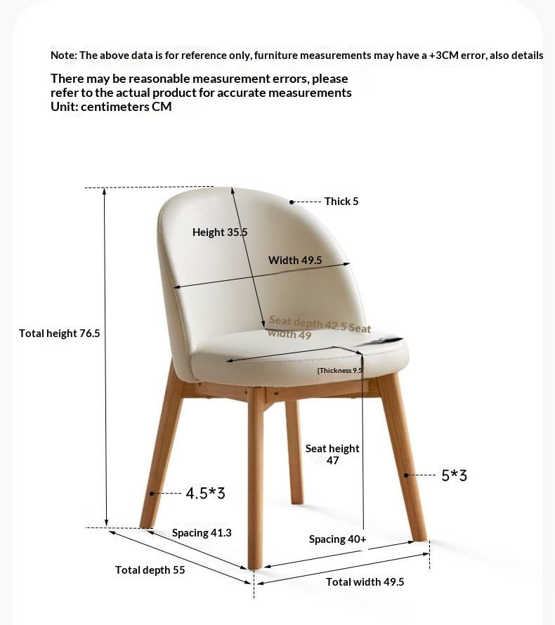 Solid RubberWood Curved Back Office Chair, Minimalist Rounded Shell Seat