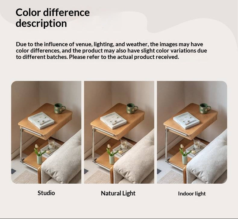 Beech Solid Wood C-Shaped Corner Side Table Modern Minimalist Style