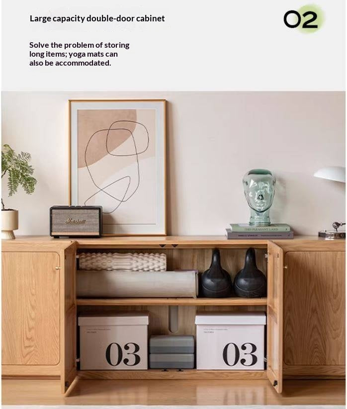 Oak Solid Wood Modern Floor Storage TV Cabinet.