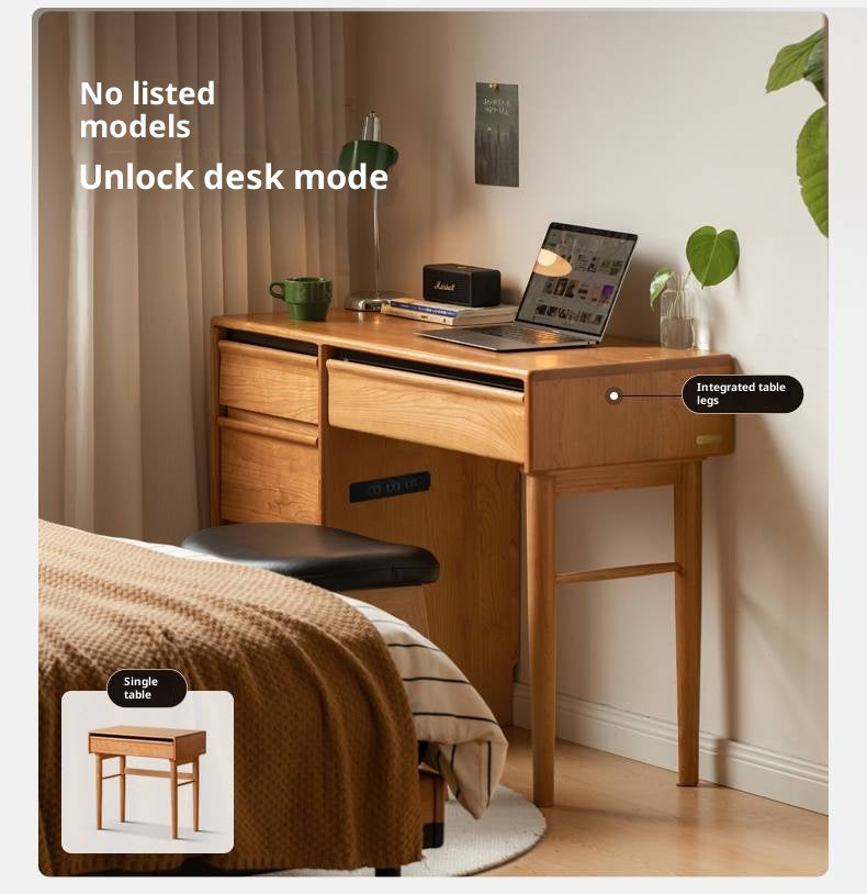 Cherry Solid Wood Retro Skeleton Line Makeup Table