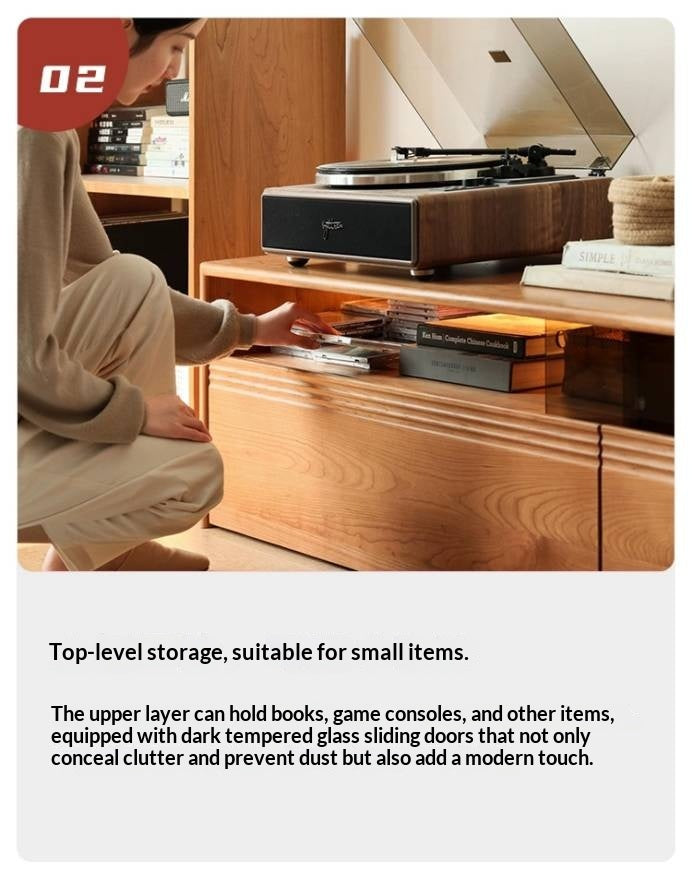 Cherry Solid Wood Floor TV Cabinet