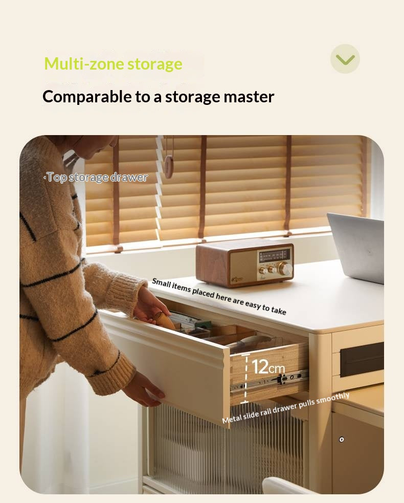 Solid Rubberwood Cream-Style Extendable White Slab Island