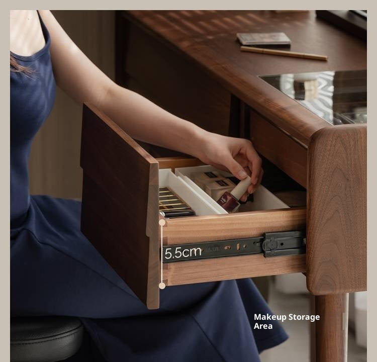 Black Walnut Solid Wood Italian Light Luxury Dressing Table