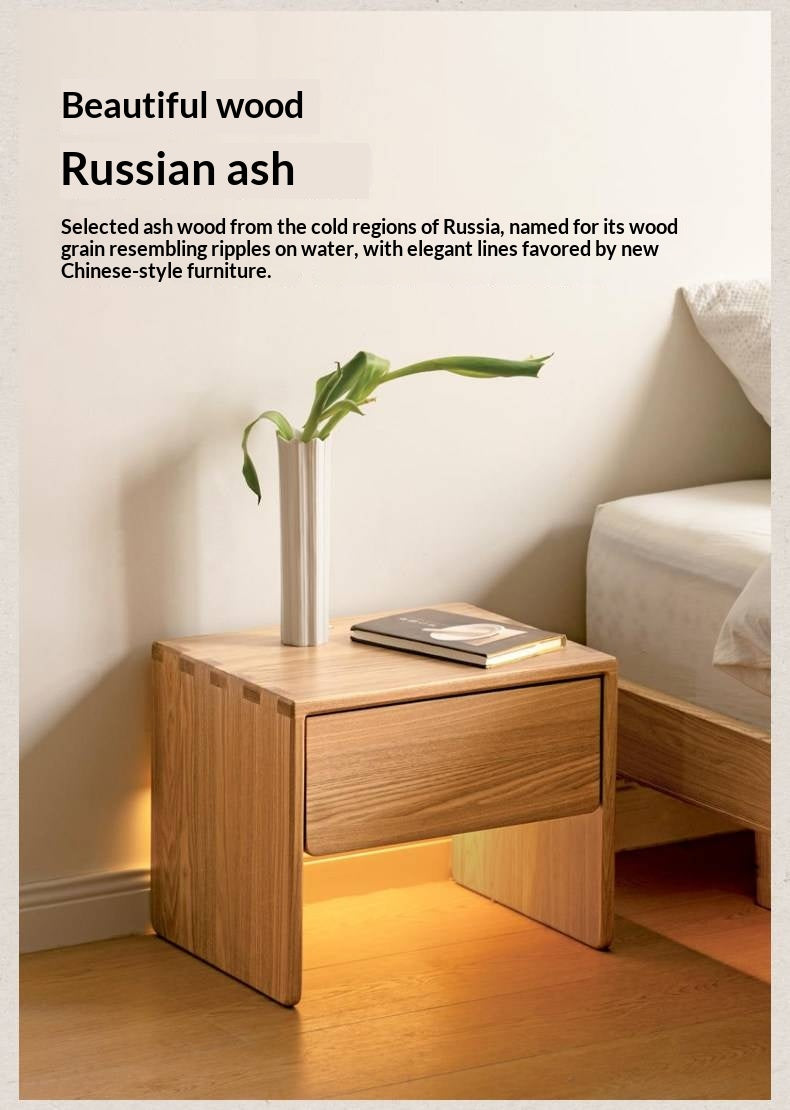 Ash Solid Wood Smart Modern Nightstand