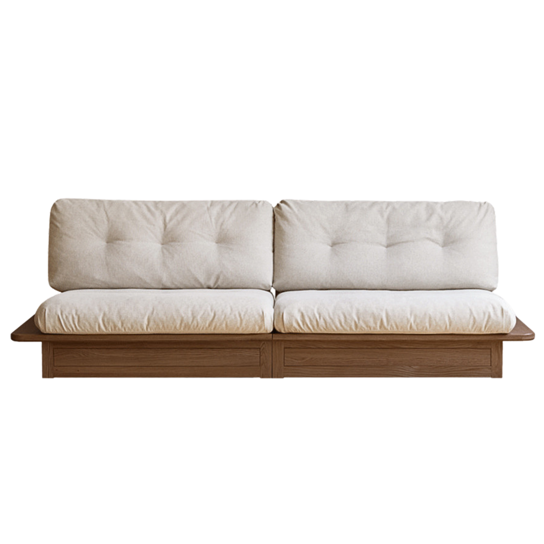 Oak Solid Wood Fabric Storage Sofa: