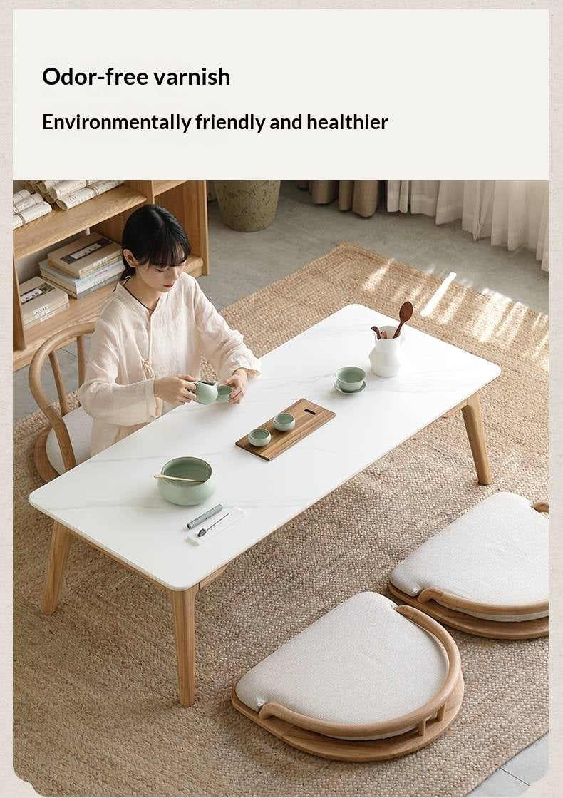 Ash Solid Wood Backrest Legless Low Tatami Chair