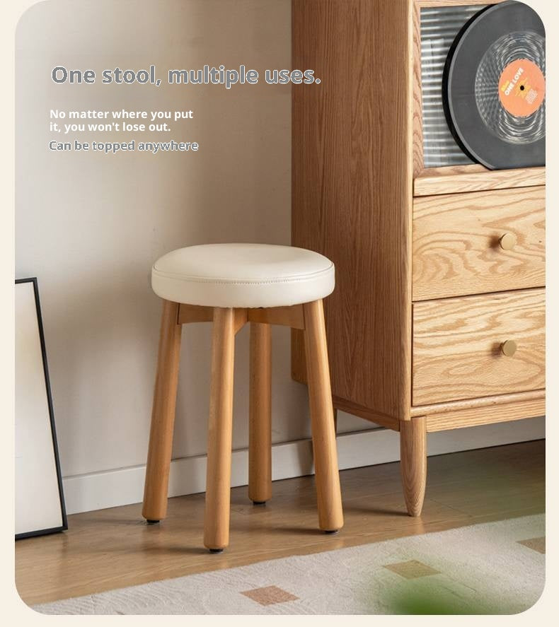 Solid Rubberwood Modern Soft Makeup Stool