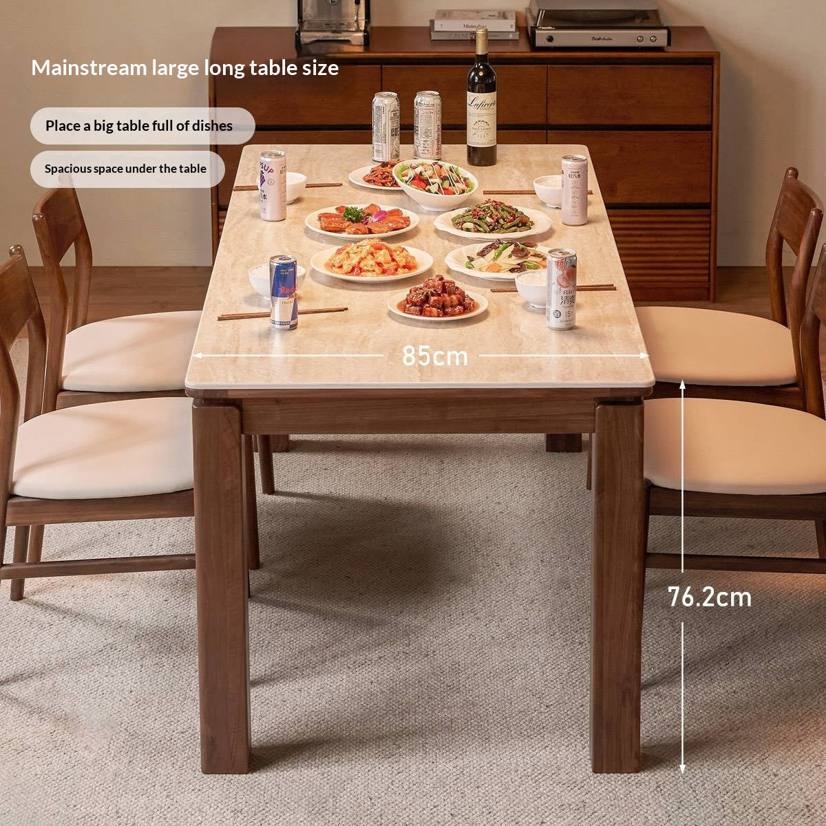 Black Walnut Solid Wood Vintage Travertine Slab Dining Table