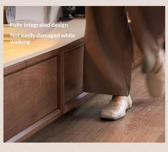 Black Walnut, Oak Solid Wood Floor Standing Antique Slab Design TV Cabinet