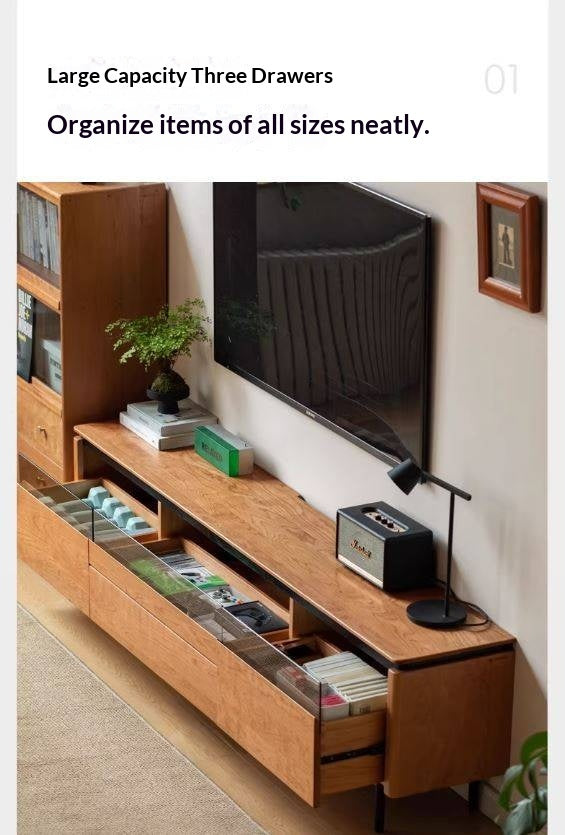 Cherry Solid Wood TV Cabinet Modern Simple))