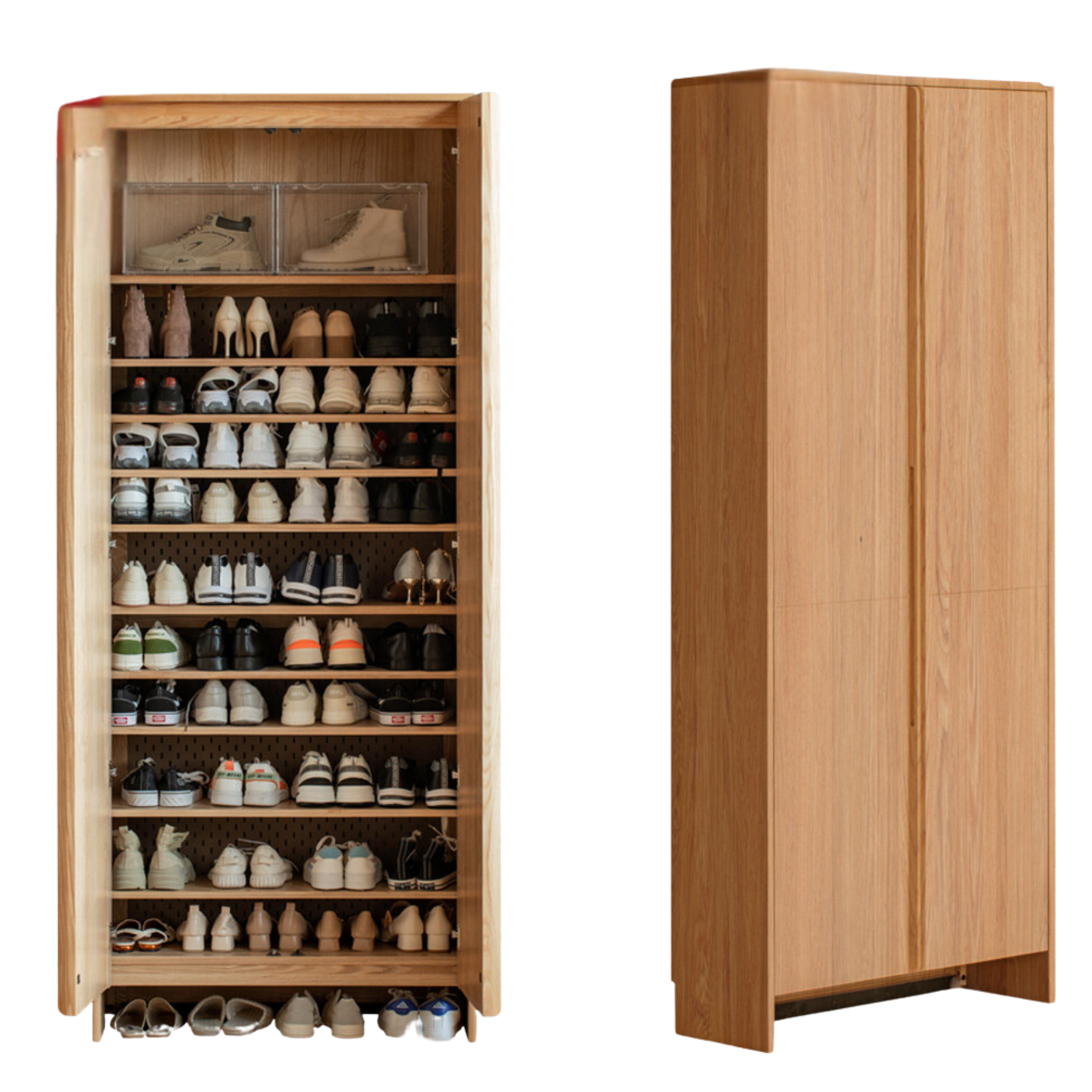 Ash, Oak Solid Wood Shoe Cabinet, Entrance Cabinet Combination Storage