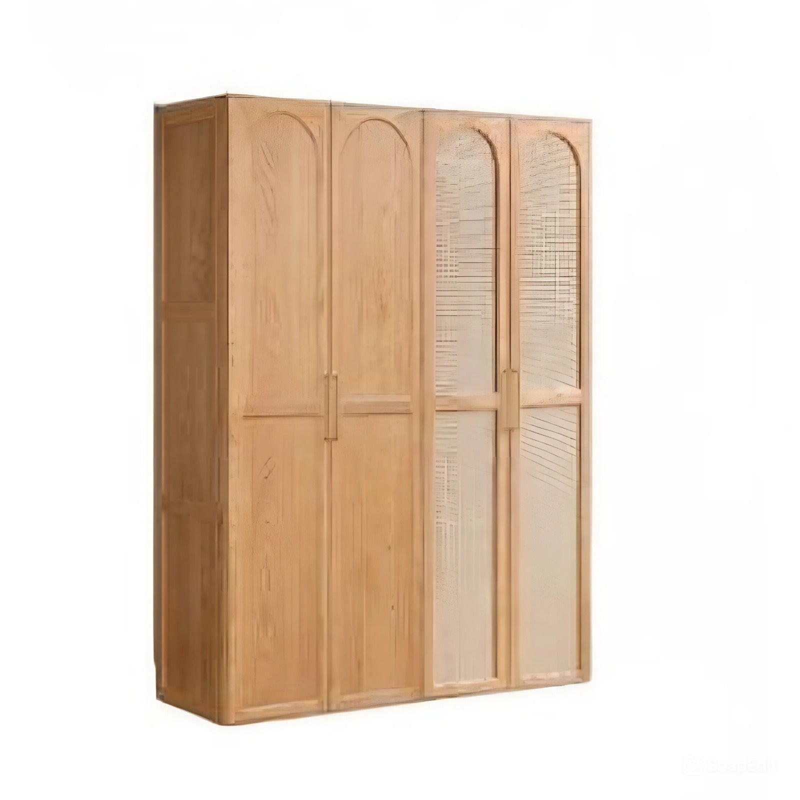 Oak Solid Wood Rattan Door Floor Wardrobe