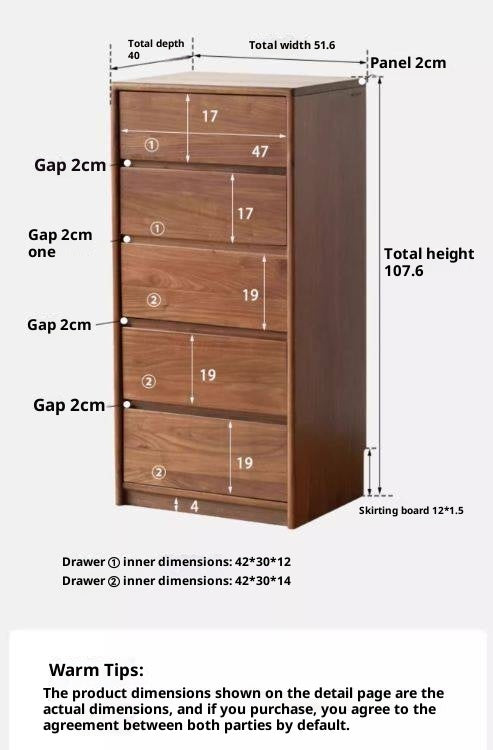 Black Walnut, South American Walnut Solid Wood Six-Drawer Chest