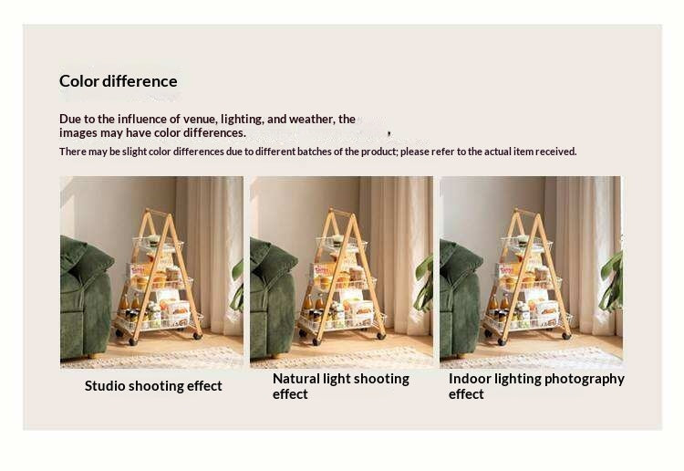 Beech Solid Wood Storage Rack with Multi-Layer and Mobile Trolley