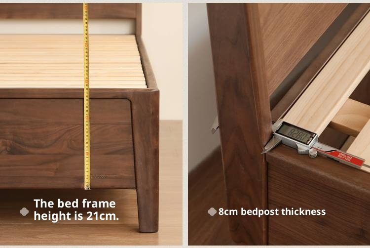 Black Walnut Solid Wood Light Luxury Box Bed